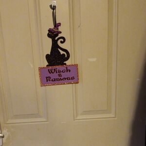 Black Cat Halloween Door Sign